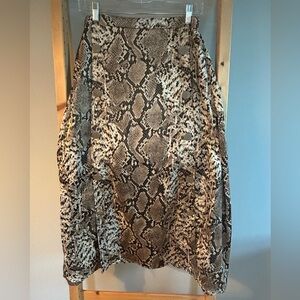 Hazel Midi A Line Python Print Skirt Brown/Tan/Whitee w/ Silver Buttons Size 12